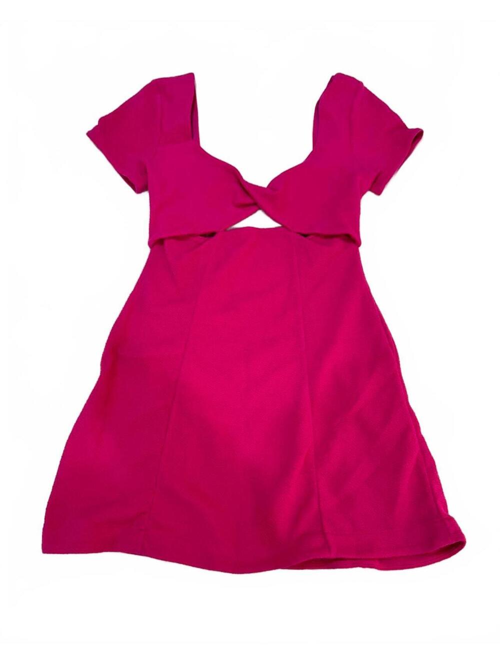 Anthropologie Maeve Pink Cut Out Textured Mini Dress Small Open Back Knit - Picture 2 of 8